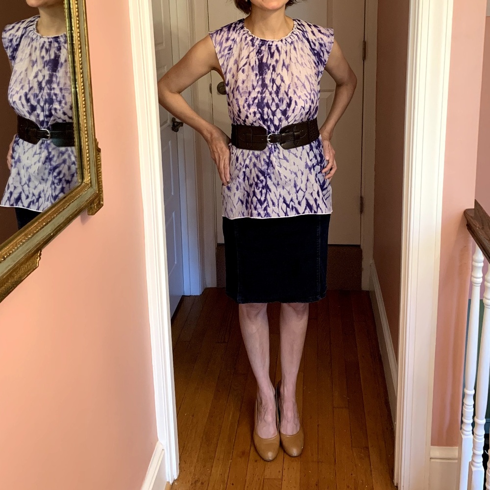 Cotton Silk Blend Short Sleeved Purple Blouse NWT - Picture 5 of 7